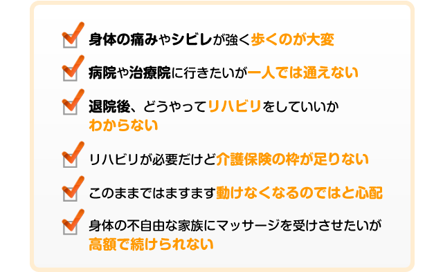 身体の痛みやシビレが強く歩くのが大変...